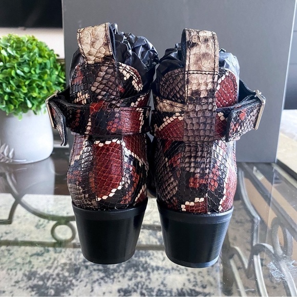 AllSaints Boot Darcy Pointed Toe Ankle Leather Heeled Cutout Red Snake 38 NIB - Picture 7 of 9